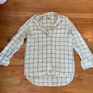MADEWELL Checkered Navy Blue and White Button Down